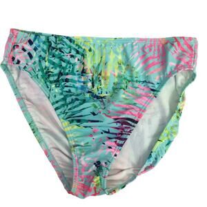 Venus Coastal Sky Blue Palm Leaf Beach High Cut Bikini Bottom Swimwear 12
